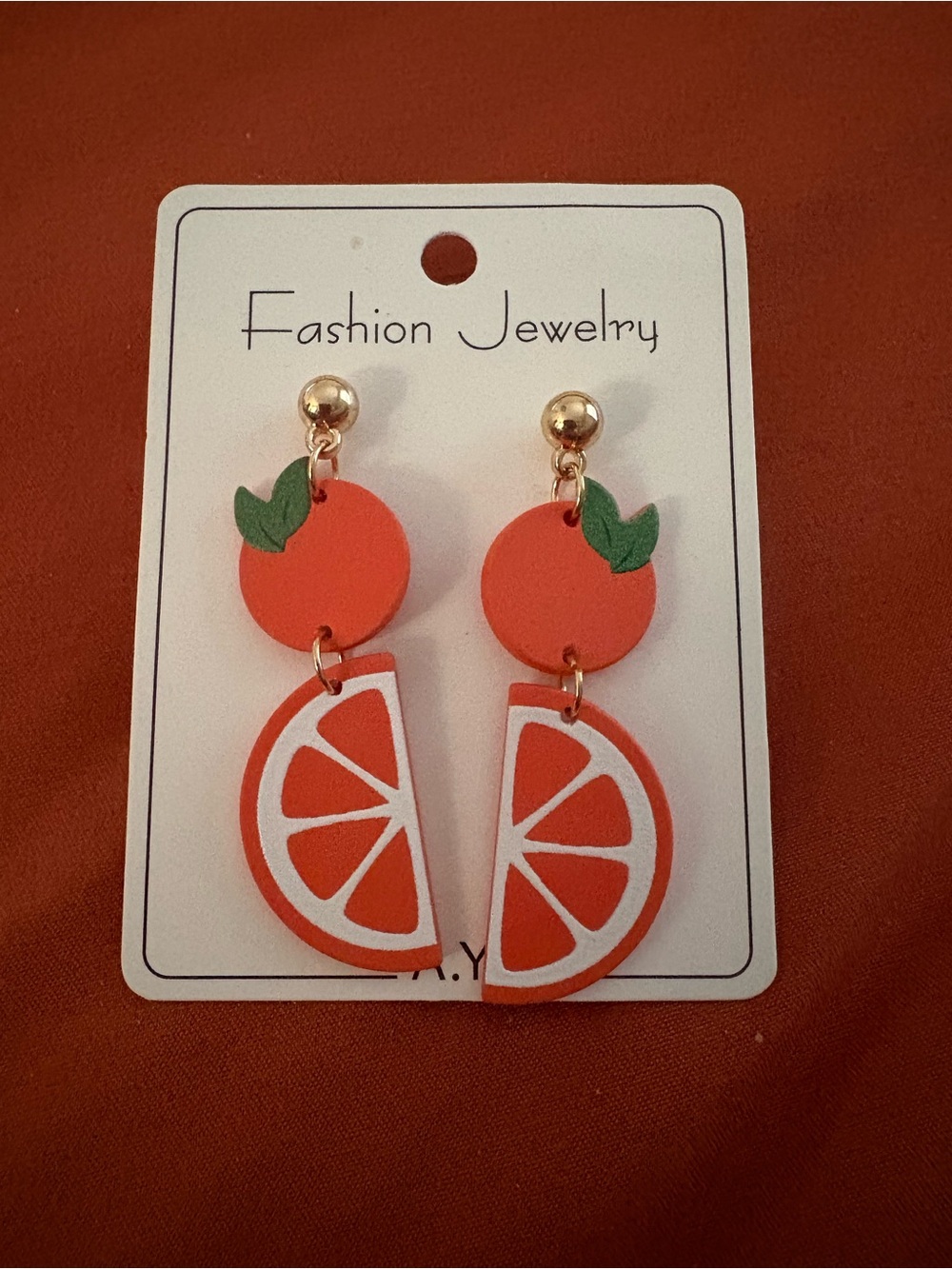 Fashion Jewelry Orange & Green Citrus Drop Earrings